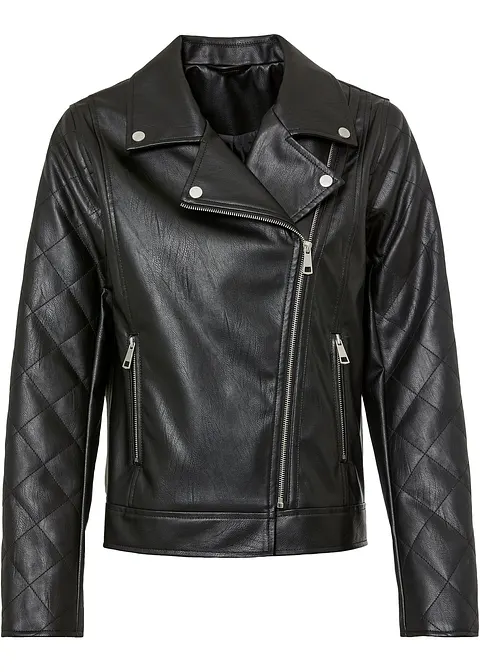 Lederimitat-Jacke in schwarz von vorne - bonprix Lederimitat-Jacke in schwarz von vorne - bonprix