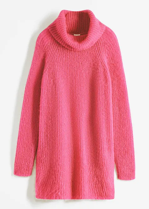 Oversize-Rollkragenpullover in pink von vorne - bonprix Oversize-Rollkragenpullover in pink von vorne - bonprix