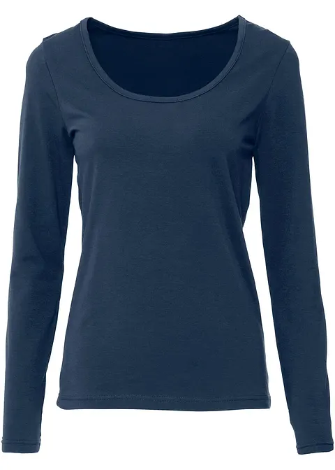 Figurbetontes Langarmshirt in blau - bonprix Figurbetontes Langarmshirt in blau - bonprix