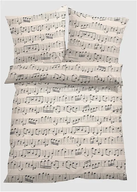 Bettwäsche mit Musiknoten in beige - bonprix Bettwäsche mit Musiknoten in beige - bonprix