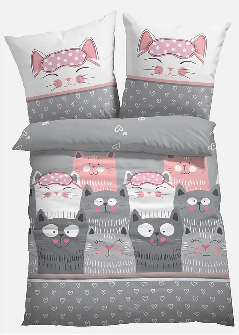 Bettwäsche mit Katze in grau - bonprix Bettwäsche mit Katze in grau - bonprix