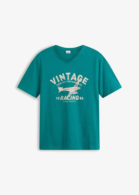 T-Shirt aus Flammgarn in petrol von vorne - bonprix T-Shirt aus Flammgarn in petrol von vorne - bonprix