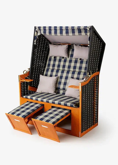 Strandkorb mit kariertem Stoff in beige geöffnet - bonprix Strandkorb mit kariertem Stoff in beige geöffnet - bonprix