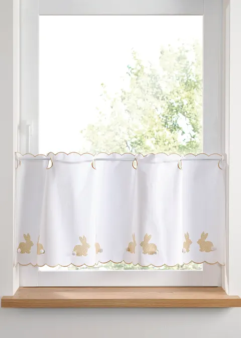 Bio Baumwoll Scheibengardine mit Hasen Motiv in weiß - bonprix Bio Baumwoll Scheibengardine mit Hasen Motiv in weiß - bonprix