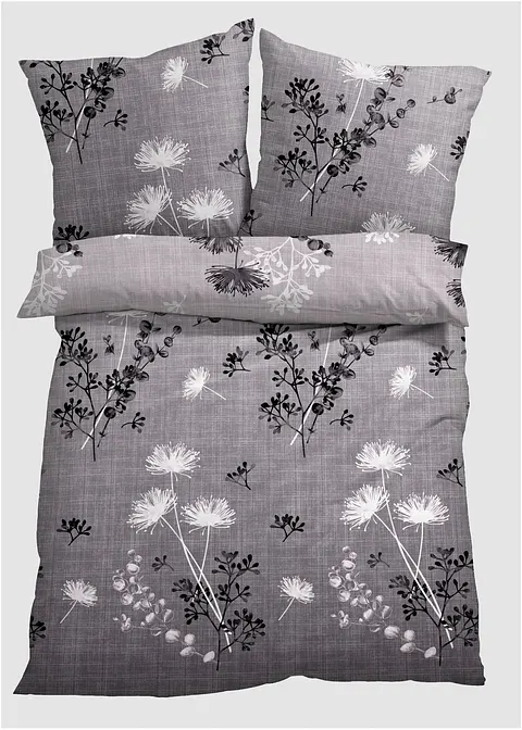 Bettwäsche mit Blumen Design in grau - bonprix Bettwäsche mit Blumen Design in grau - bonprix