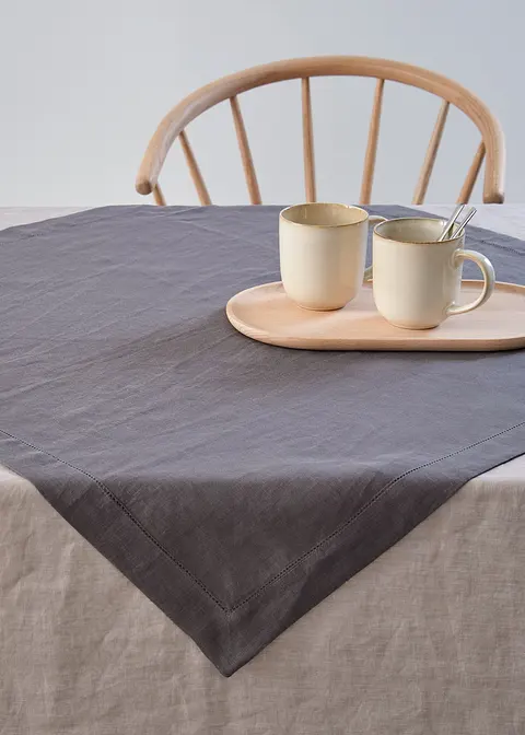 Leinen Tischdecke in grau von vorne - bonprix Leinen Tischdecke in grau von vorne - bonprix