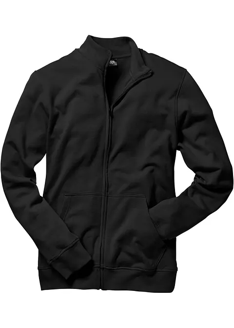 Sweatjacke mit Stehkragen in schwarz von vorne - bonprix Sweatjacke mit Stehkragen in schwarz von vorne - bonprix
