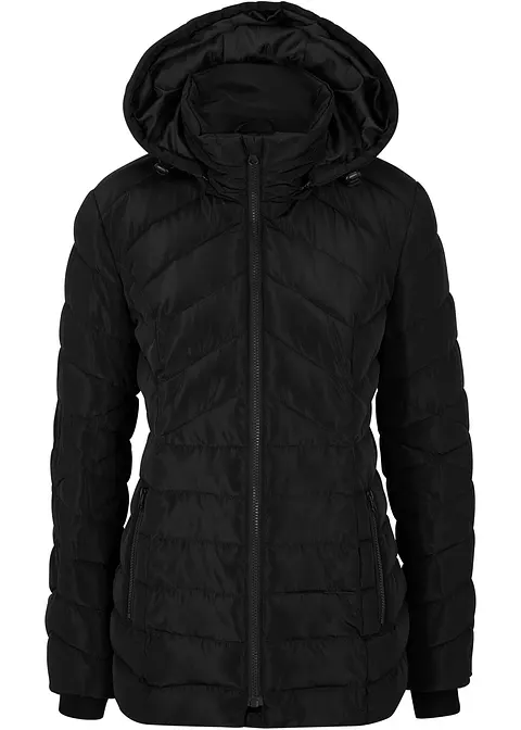Leichte Steppjacke mit abnehmbarer Kapuze in schwarz von vorne - bonprix Leichte Steppjacke mit abnehmbarer Kapuze in schwarz von vorne - bonprix