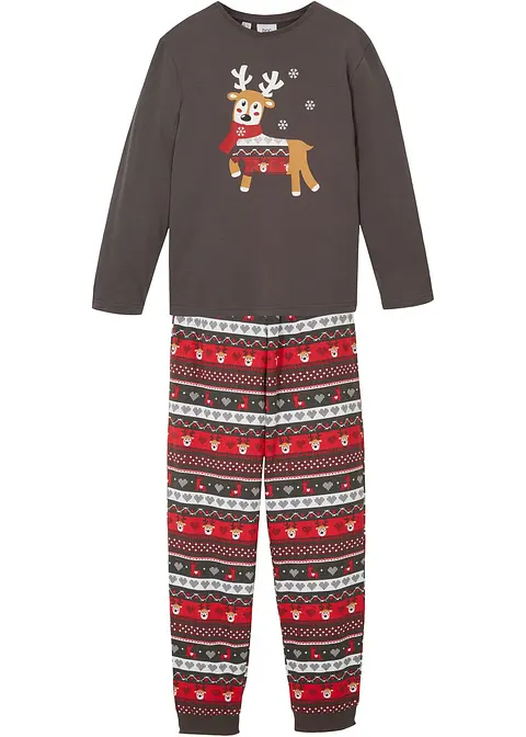 Pyjama mit Bio-Baumwolle (2-tlg. Set) in grau von vorne - bonprix Pyjama mit Bio-Baumwolle (2-tlg. Set) in grau von vorne - bonprix
