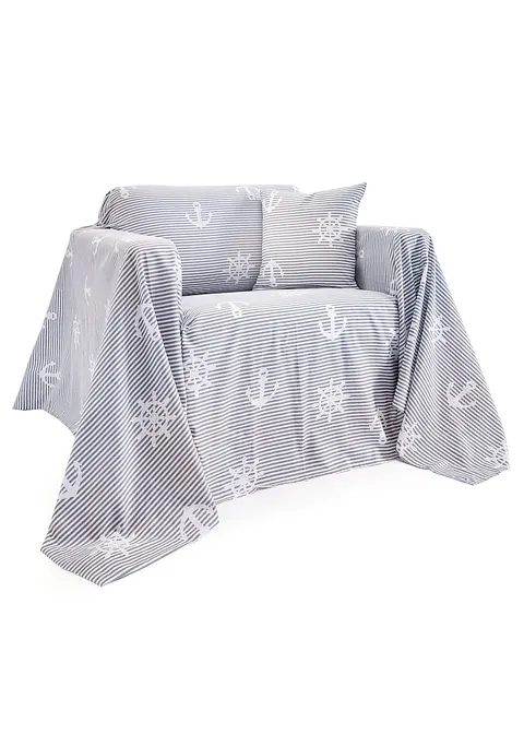 Tagesdecke mit maritimen Design in grau - bonprix Tagesdecke mit maritimen Design in grau - bonprix