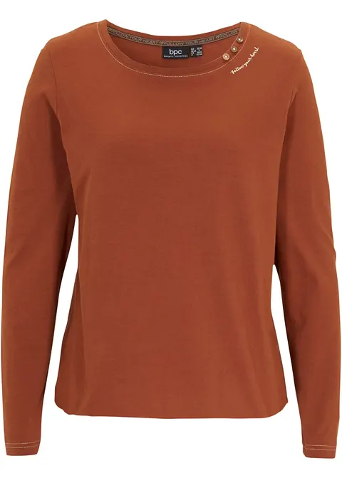 Langarmshirt mit Zierknöpfen in braun von vorne - bonprix Langarmshirt mit Zierknöpfen in braun von vorne - bonprix