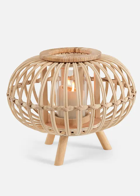 Windlicht mit Glaseinsatz in beige von vorne - bonprix Windlicht mit Glaseinsatz in beige von vorne - bonprix