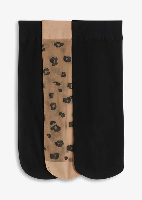 Feinstrumpf Söckchen 20den (3er Pack) in schwarz von vorne - bonprix Feinstrumpf Söckchen 20den (3er Pack) in schwarz von vorne - bonprix