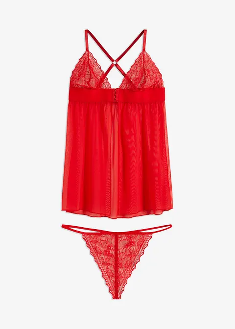 Babydoll und String (2-tlg.Set) in rot von vorne - VENUS Babydoll und String (2-tlg.Set) in rot von vorne - VENUS