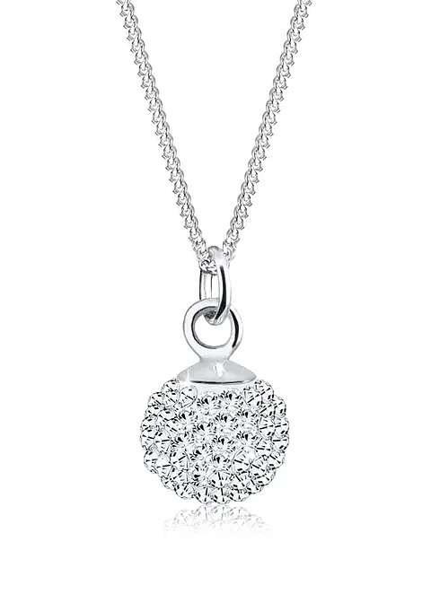 Elli Kette aus 925er Sterling Silber mit Glaskristallsteinen in silber von vorne - elli Elli Kette aus 925er Sterling Silber mit Glaskristallsteinen in silber von vorne - elli