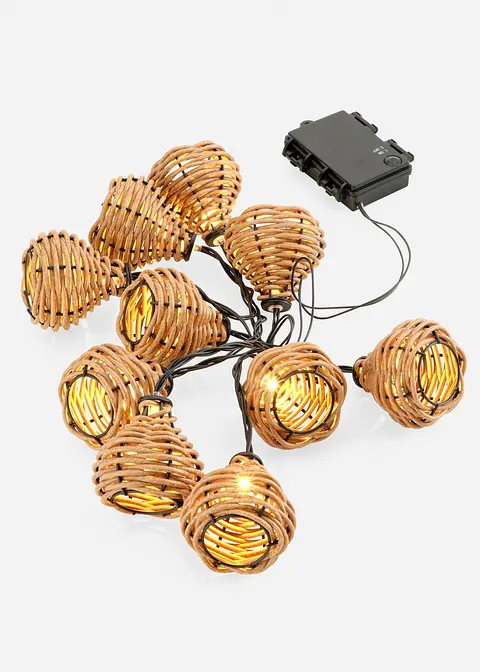 Lichterkette mit Rattangeflecht in beige von vorne - bonprix Lichterkette mit Rattangeflecht in beige von vorne - bonprix