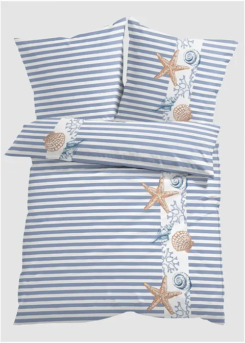 Bettwäsche mit maritimen Design in blau von vorne - bonprix Bettwäsche mit maritimen Design in blau von vorne - bonprix