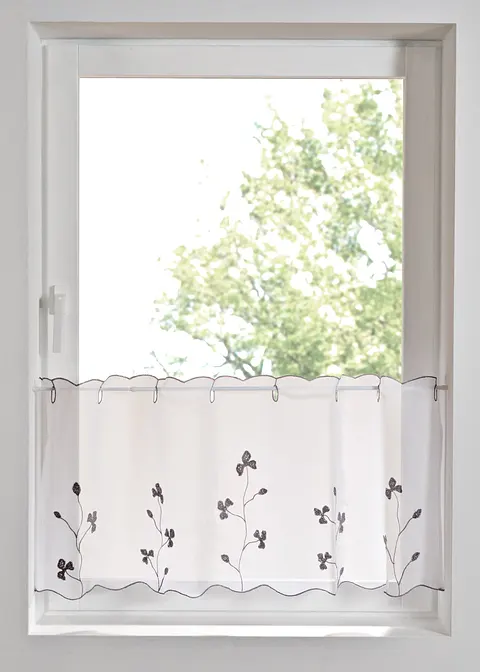 Scheibengardine mit recyceltem Polyester und Stickerei in weiß - bonprix Scheibengardine mit recyceltem Polyester und Stickerei in weiß - bonprix