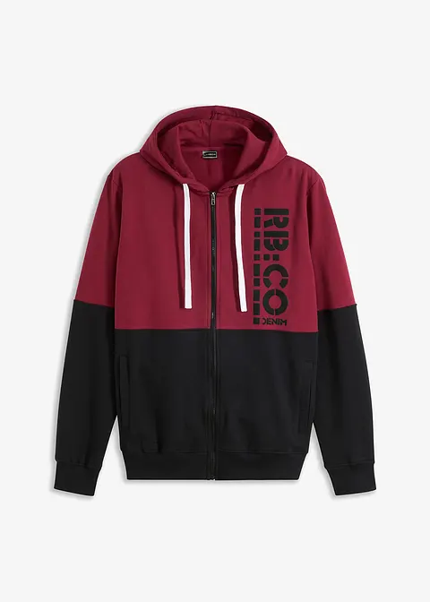 Kapuzen-Sweatjacke aus reiner Bio-Baumwolle in rot von vorne - bonprix Kapuzen-Sweatjacke aus reiner Bio-Baumwolle in rot von vorne - bonprix
