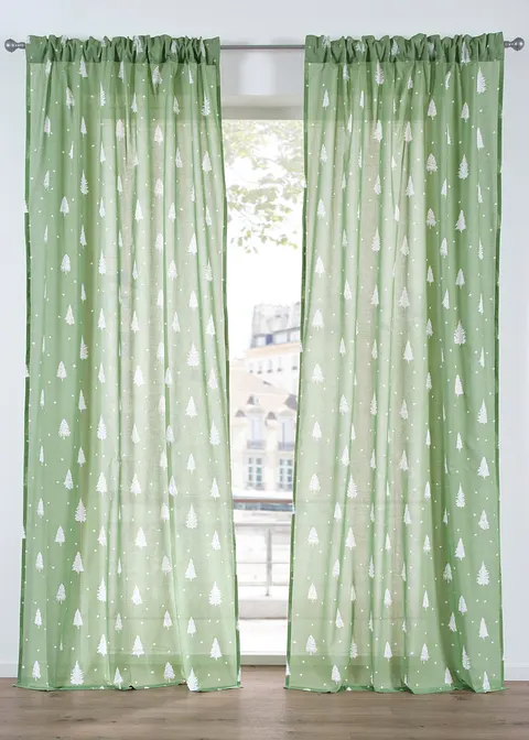 Gardine aus Bio Baumwolle (1er Pack) in grün - bonprix Gardine aus Bio Baumwolle (1er Pack) in grün - bonprix