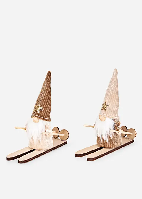 Deko-Figur Skifahrer Wichtel (2er Pack) in beige von vorne - bonprix Deko-Figur Skifahrer Wichtel (2er Pack) in beige von vorne - bonprix