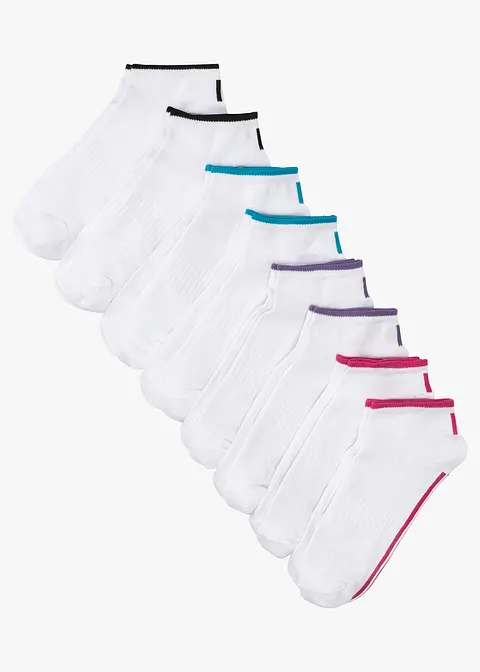 Sneakersocken (8er Pack) mit Bio-Baumwolle in weiß von vorne - bonprix Sneakersocken (8er Pack) mit Bio-Baumwolle in weiß von vorne - bonprix