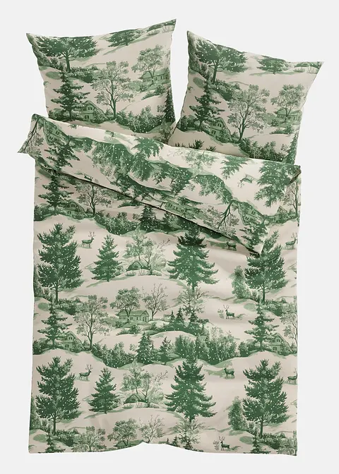 Bettwäsche mit Waldlandschaft in grün von vorne - bonprix Bettwäsche mit Waldlandschaft in grün von vorne - bonprix