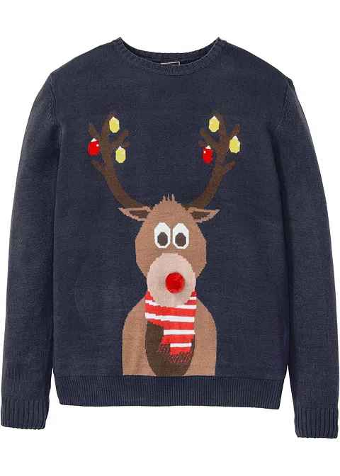 Pullover mit Weihnachtsmotiv in blau von vorne - bonprix Pullover mit Weihnachtsmotiv in blau von vorne - bonprix