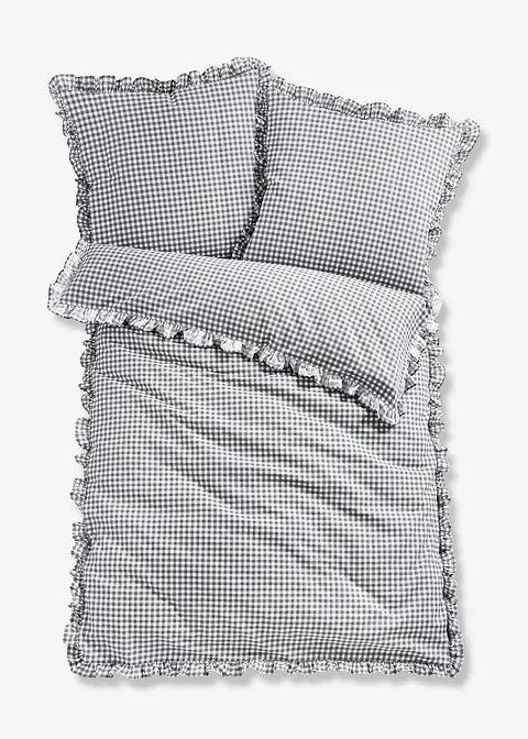Bettwäsche mit Rüschen in grau von vorne - bonprix Bettwäsche mit Rüschen in grau von vorne - bonprix
