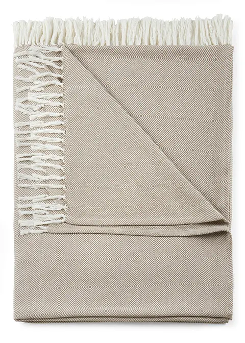 Überwurf mit Fransen in beige von vorne - bonprix Überwurf mit Fransen in beige von vorne - bonprix