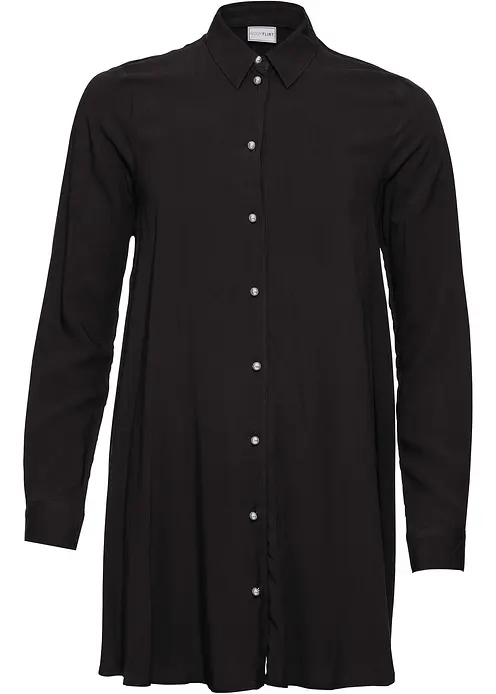 Bluse mit Perlenknopfleiste in schwarz von vorne - bonprix Bluse mit Perlenknopfleiste in schwarz von vorne - bonprix