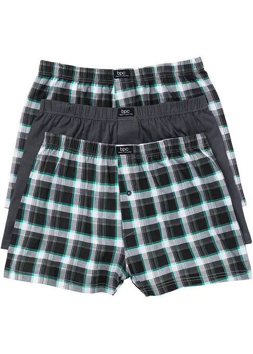 Lockere Jersey Boxershorts aus Baumwolle (3er Pack) in schwarz von vorne - bonprix Lockere Jersey Boxershorts aus Baumwolle (3er Pack) in schwarz von vorne - bonprix