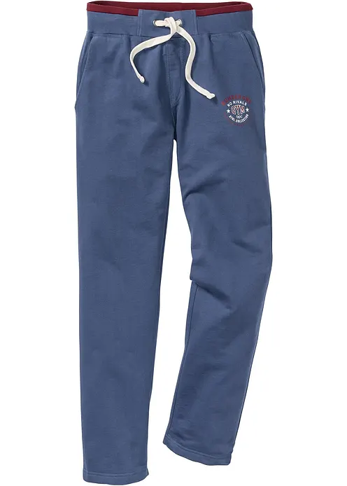 Jogginghose aus reiner Baumwolle mit sportiven Details in blau von vorne - bonprix Jogginghose aus reiner Baumwolle mit sportiven Details in blau von vorne - bonprix