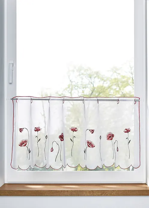Transparente Scheibengardine mit Blumenstickerei in weiß - bonprix Transparente Scheibengardine mit Blumenstickerei in weiß - bonprix
