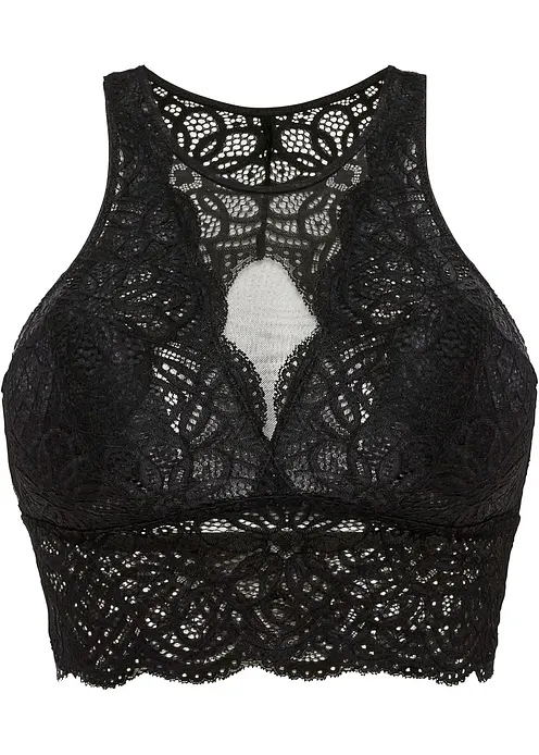 Bustier aus feiner Spitze in schwarz von vorne - bonprix Bustier aus feiner Spitze in schwarz von vorne - bonprix