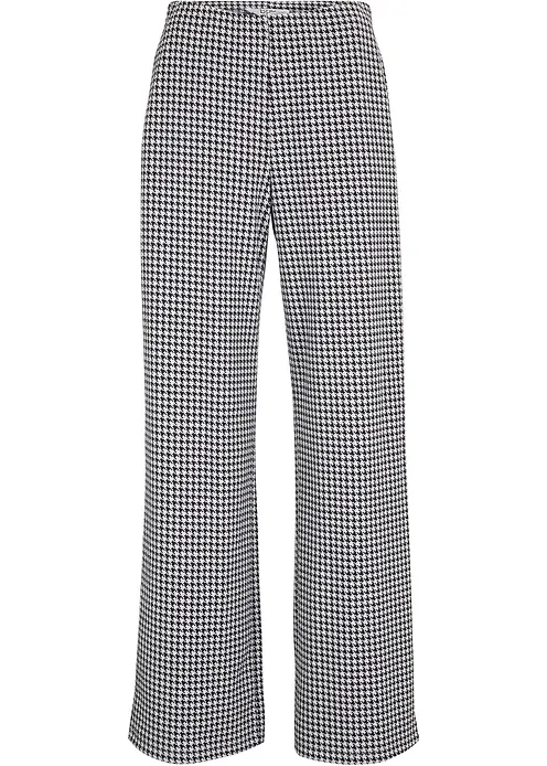 Stretch-Hose mit Hahnentrittmuster, Wide leg in schwarz von vorne - bonprix Stretch-Hose mit Hahnentrittmuster, Wide leg in schwarz von vorne - bonprix