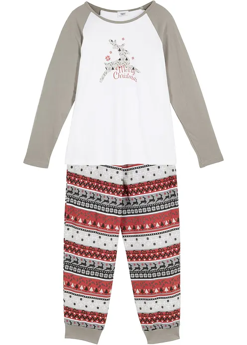 Pyjama mit Bio Baumwolle (2-tlg.Set) in grau von vorne - bonprix Pyjama mit Bio Baumwolle (2-tlg.Set) in grau von vorne - bonprix