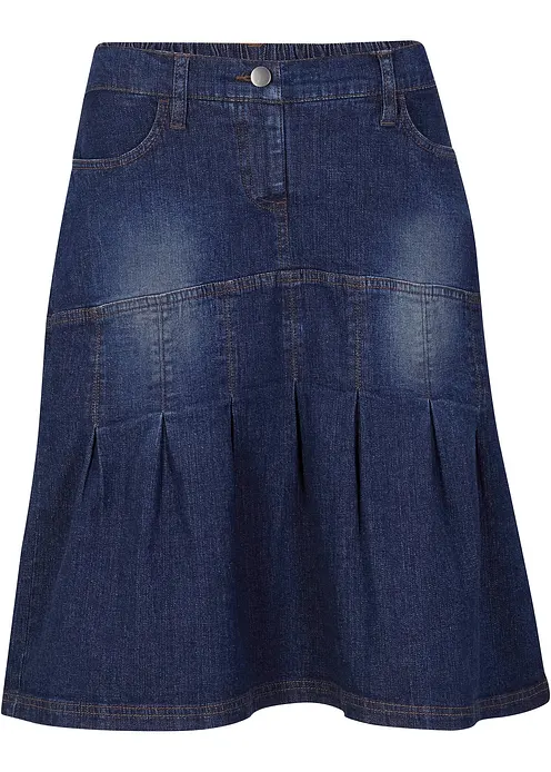 Jeansrock mit Biesen und Bequembund, A-Linie in blau von vorne - bonprix Jeansrock mit Biesen und Bequembund, A-Linie in blau von vorne - bonprix