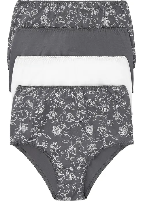 Highwaist Slip  mit komfortabler Baumwolle (4er Pack) in grau von vorne - bonprix Highwaist Slip  mit komfortabler Baumwolle (4er Pack) in grau von vorne - bonprix