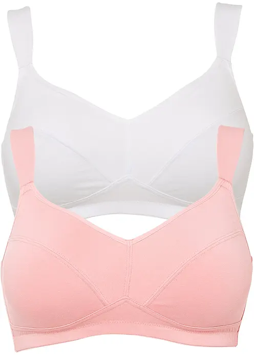 BH ohne Bügel mit Bio-Baumwolle (2er Pack) in weiß von vorne - bonprix BH ohne Bügel mit Bio-Baumwolle (2er Pack) in weiß von vorne - bonprix