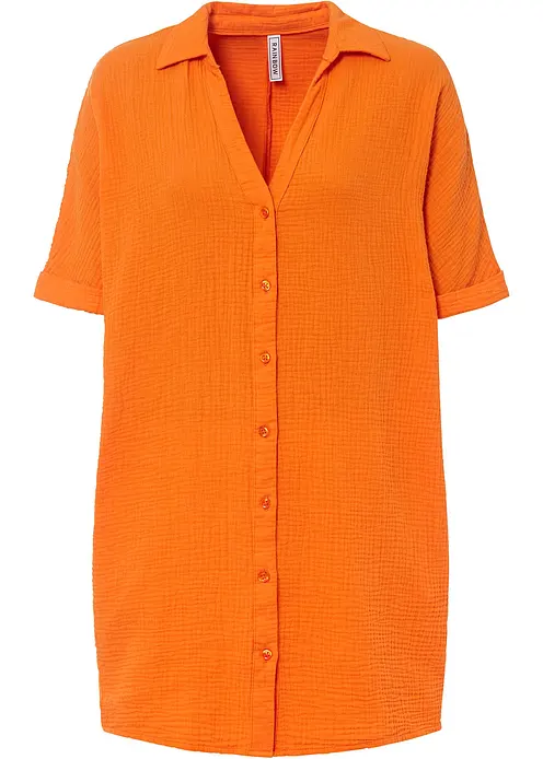 Oversize-Longbluse aus softem Musselin in orange von vorne - bonprix Oversize-Longbluse aus softem Musselin in orange von vorne - bonprix