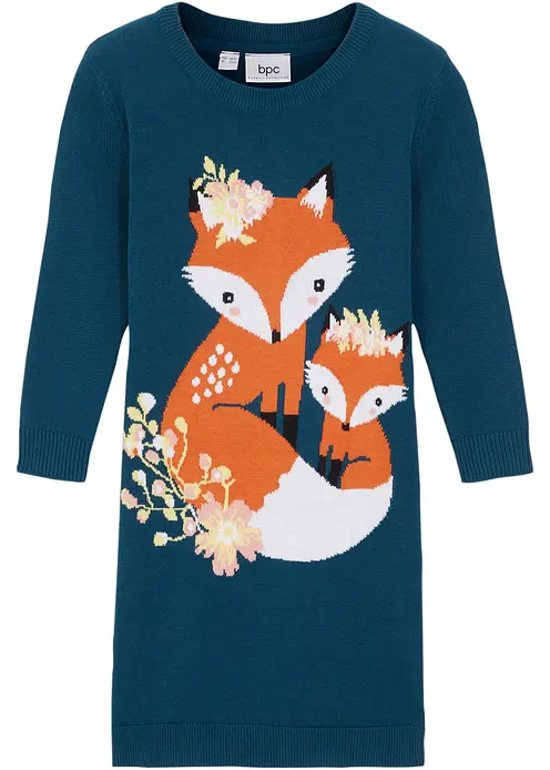 Strickkleid in petrol von vorne - bonprix Strickkleid in petrol von vorne - bonprix