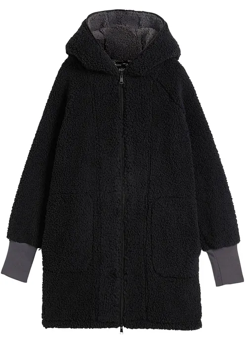 Teddy-Fleece Jacke in schwarz von vorne - bonprix Teddy-Fleece Jacke in schwarz von vorne - bonprix