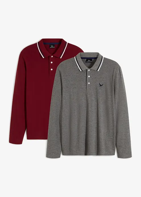 Poloshirt (2er Pack) aus reiner Bio-Baumwolle in rot von vorne - bonprix Poloshirt (2er Pack) aus reiner Bio-Baumwolle in rot von vorne - bonprix