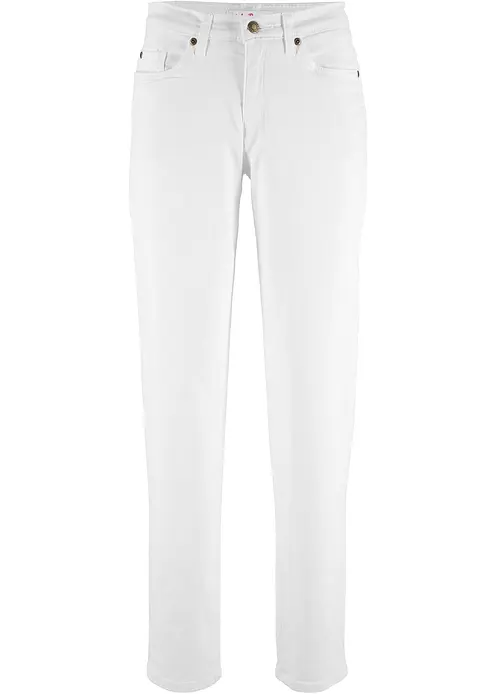 Mom Jeans Mid Waist, long in weiß von vorne - bonprix Mom Jeans Mid Waist, long in weiß von vorne - bonprix