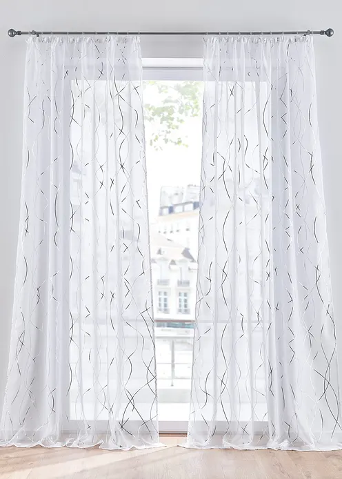 Gardine mit Glanz Druck mit recyceltem Polyester (1er Pack) in weiß - bonprix Gardine mit Glanz Druck mit recyceltem Polyester (1er Pack) in weiß - bonprix