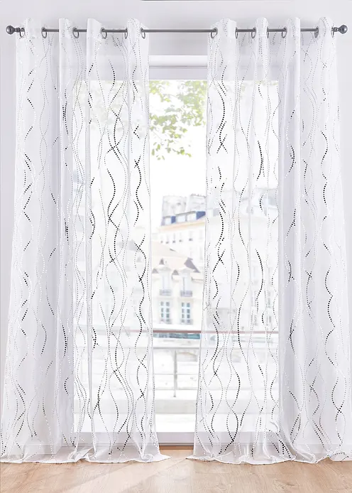 Gardine mit Glanz Druck (1er Pack) in weiß - bonprix Gardine mit Glanz Druck (1er Pack) in weiß - bonprix