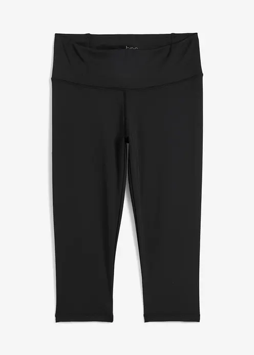 Funktions-Leggings mit Ocean Bound Plastic, Bermuda-Länge in schwarz von vorne - bonprix Funktions-Leggings mit Ocean Bound Plastic, Bermuda-Länge in schwarz von vorne - bonprix