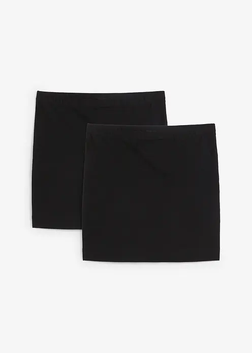 Jersey-Rock aus reiner Bio-Baumwolle mit Stretch (2er Pack) in schwarz von vorne - bonprix Jersey-Rock aus reiner Bio-Baumwolle mit Stretch (2er Pack) in schwarz von vorne - bonprix
