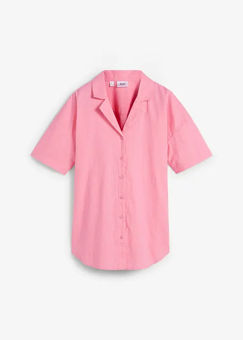 Lockere Oversize-Bluse aus leichtem Leinen-Mix in rosa von vorne - bonprix Lockere Oversize-Bluse aus leichtem Leinen-Mix in rosa von vorne - bonprix